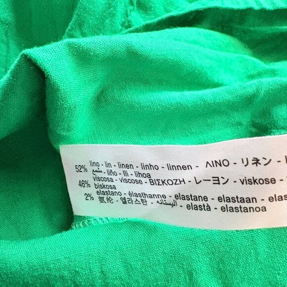 Zara Linen Blend Corset Midi Slit Dress Green Size Medium - Picture 13 of 13